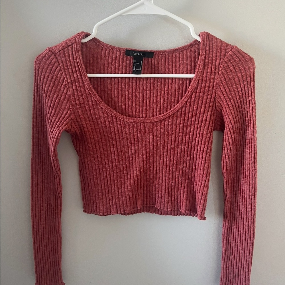 Forever 21 Ribbed Mauve Crop Top - Picture 1 of 2